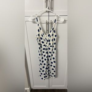 Blue and white polka dot H&M dress. Knee high length